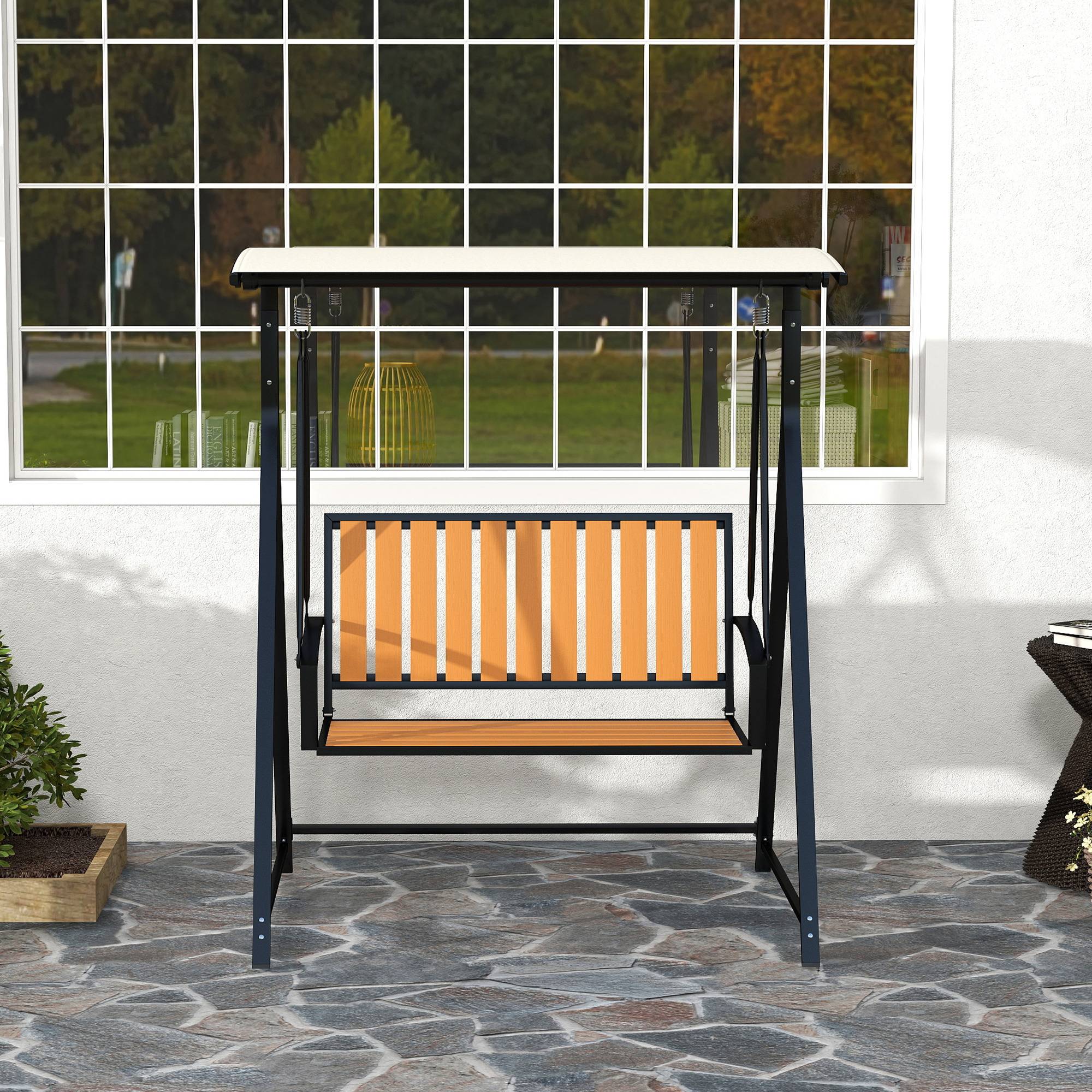 Balancelle de jardin 2 places Métal pour terrasse Toit pare-soleil inclinable 142x112x162 Noir - ComfortXL Outdoor Living - Image 9