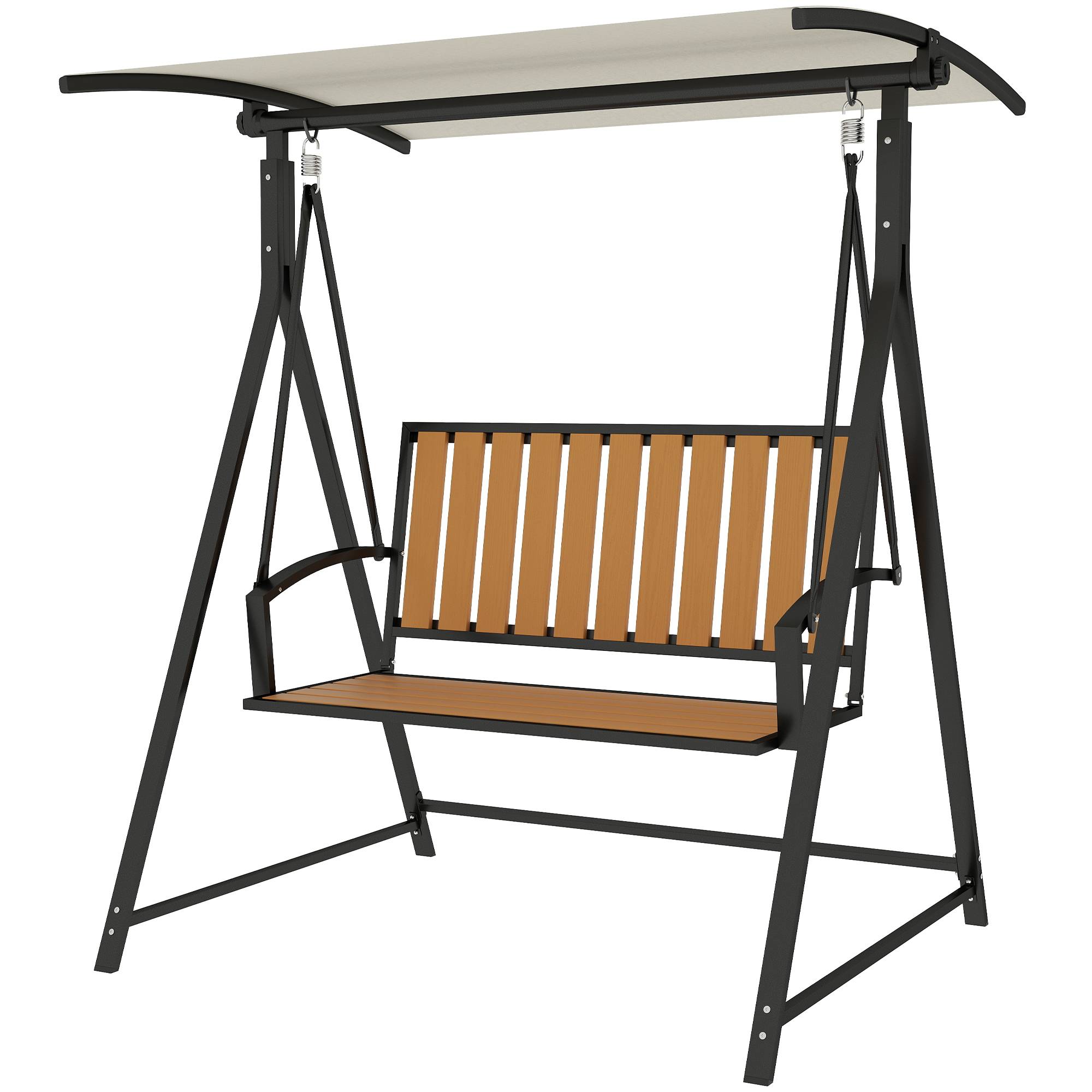 Balancelle de jardin 2 places Métal pour terrasse Toit pare-soleil inclinable 142x112x162 Noir - ComfortXL Outdoor Living - Image 2