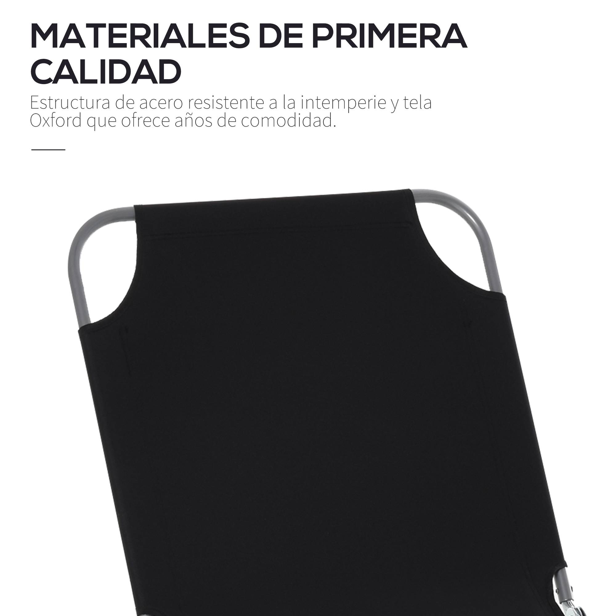 Transat de jardin pliable avec dossier réglable 5 positions, charge maximale 120 kg, pour terrasse, 187 x 55 x 24 cm, noir - Image 7