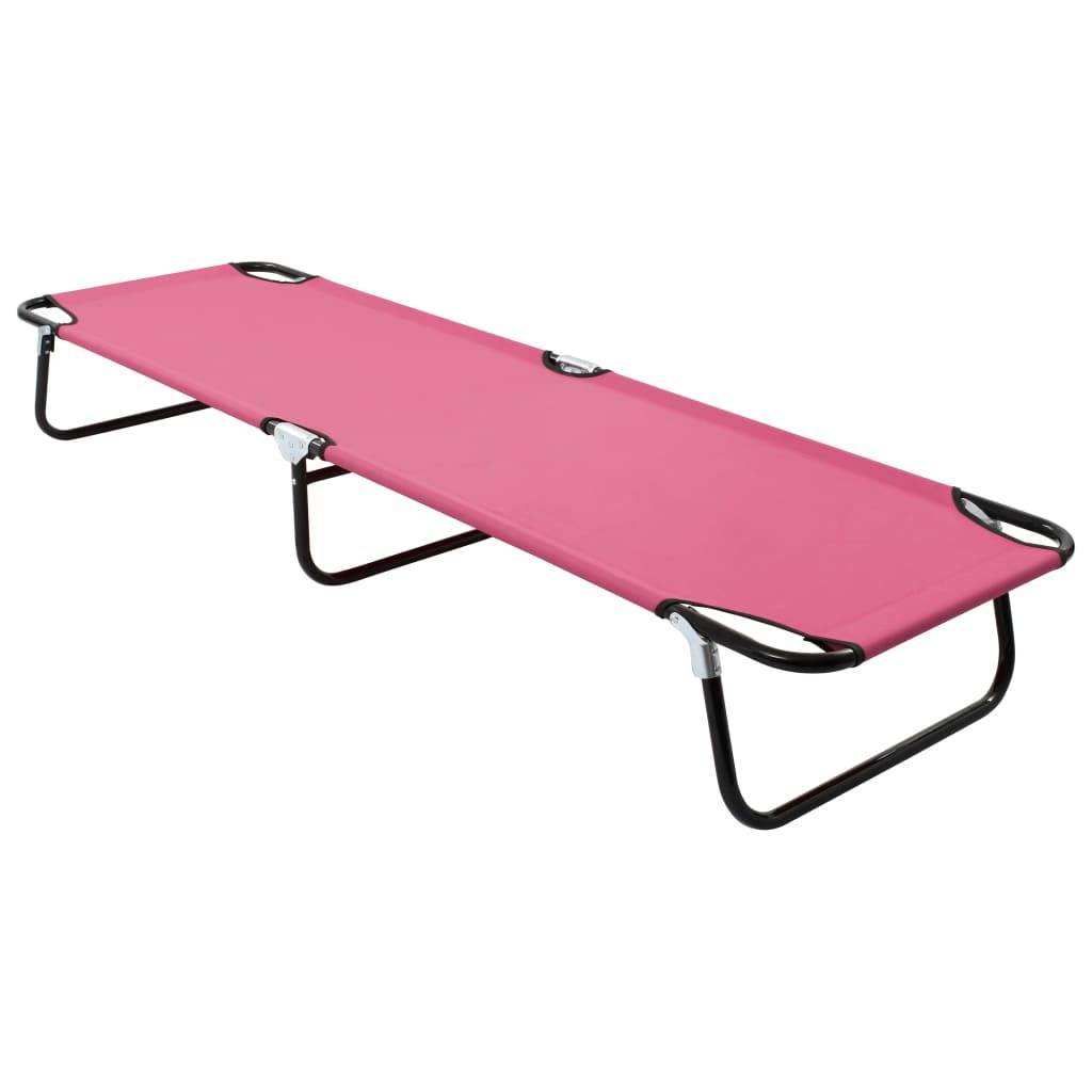 Helloshop26 - Transat chaise longue bain de soleil lit de jardin terrasse meuble d'extérieur pliable acier rose - Image 1