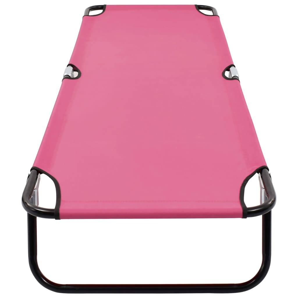 Helloshop26 - Transat chaise longue bain de soleil lit de jardin terrasse meuble d'extérieur pliable acier rose - Image 5