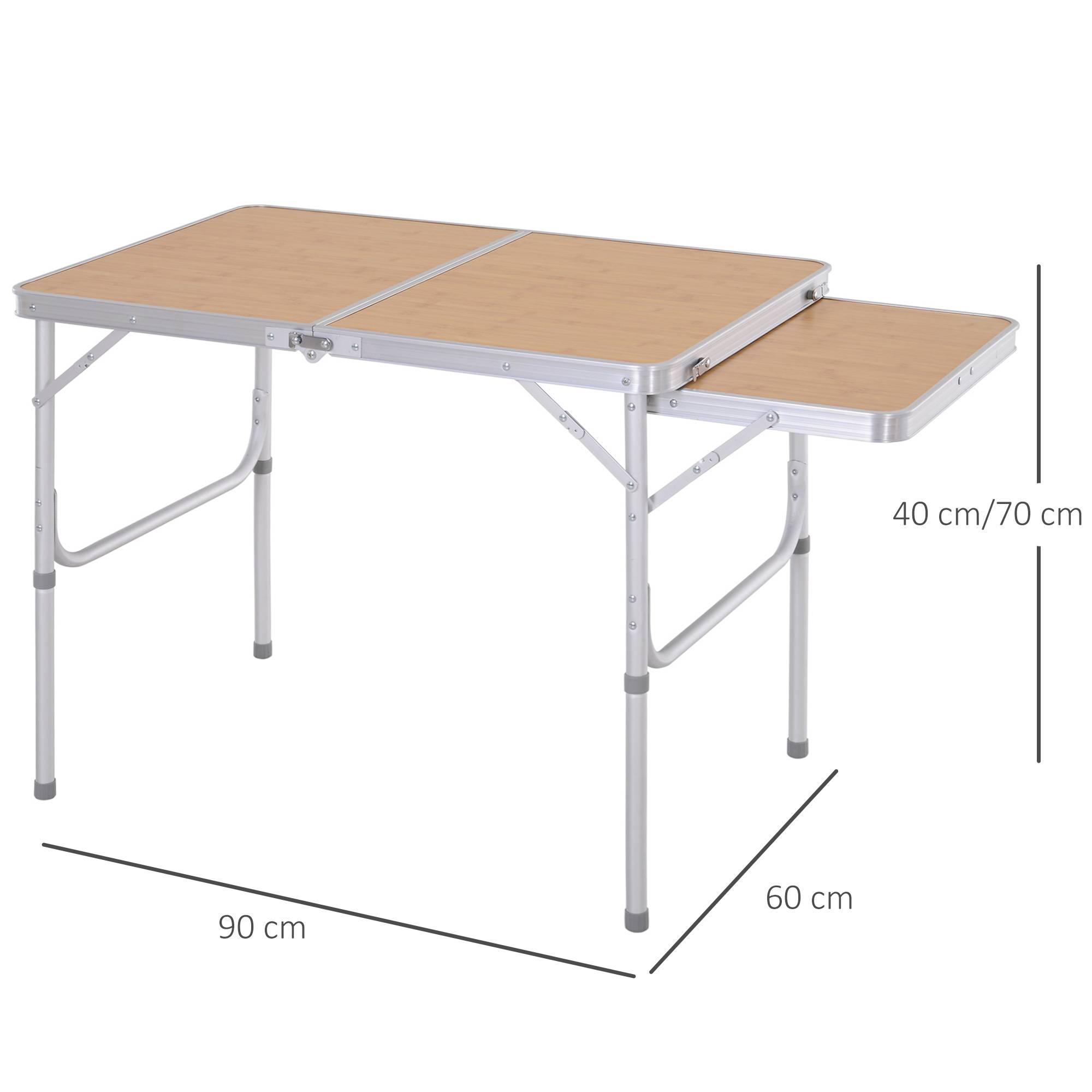 Table de camping pliante avec rallonge alu. MDF imitation bambou - Image 5