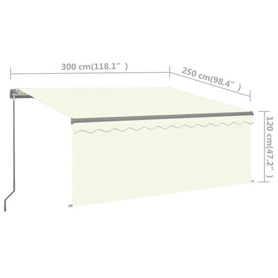 Auvent de Terrasse Manuel avec Éclairage LED et Store Vertical Toile Polyester Crème 3x2,5m – ComfortXL Outdoor Living - Image 7