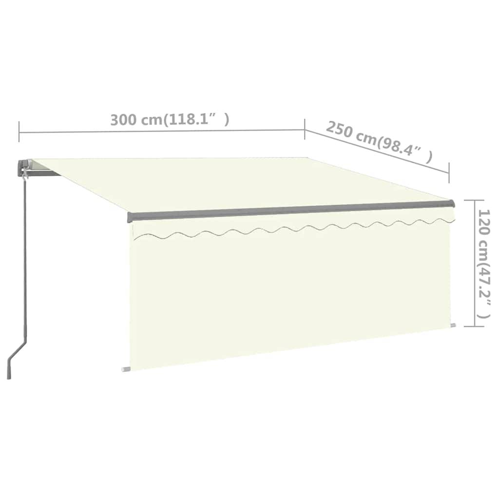 Auvent de Terrasse Manuel avec Éclairage LED et Store Vertical Toile Polyester Crème 3x2,5m – ComfortXL Outdoor Living - Image 7