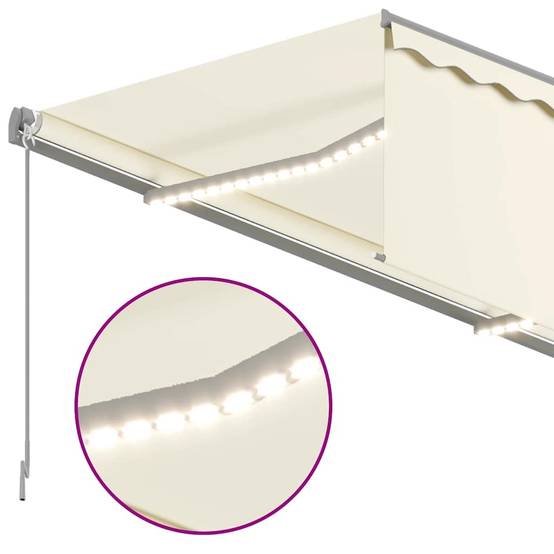 Auvent de Terrasse Manuel avec Éclairage LED et Store Vertical Toile Polyester Crème 3x2,5m – ComfortXL Outdoor Living - Image 5