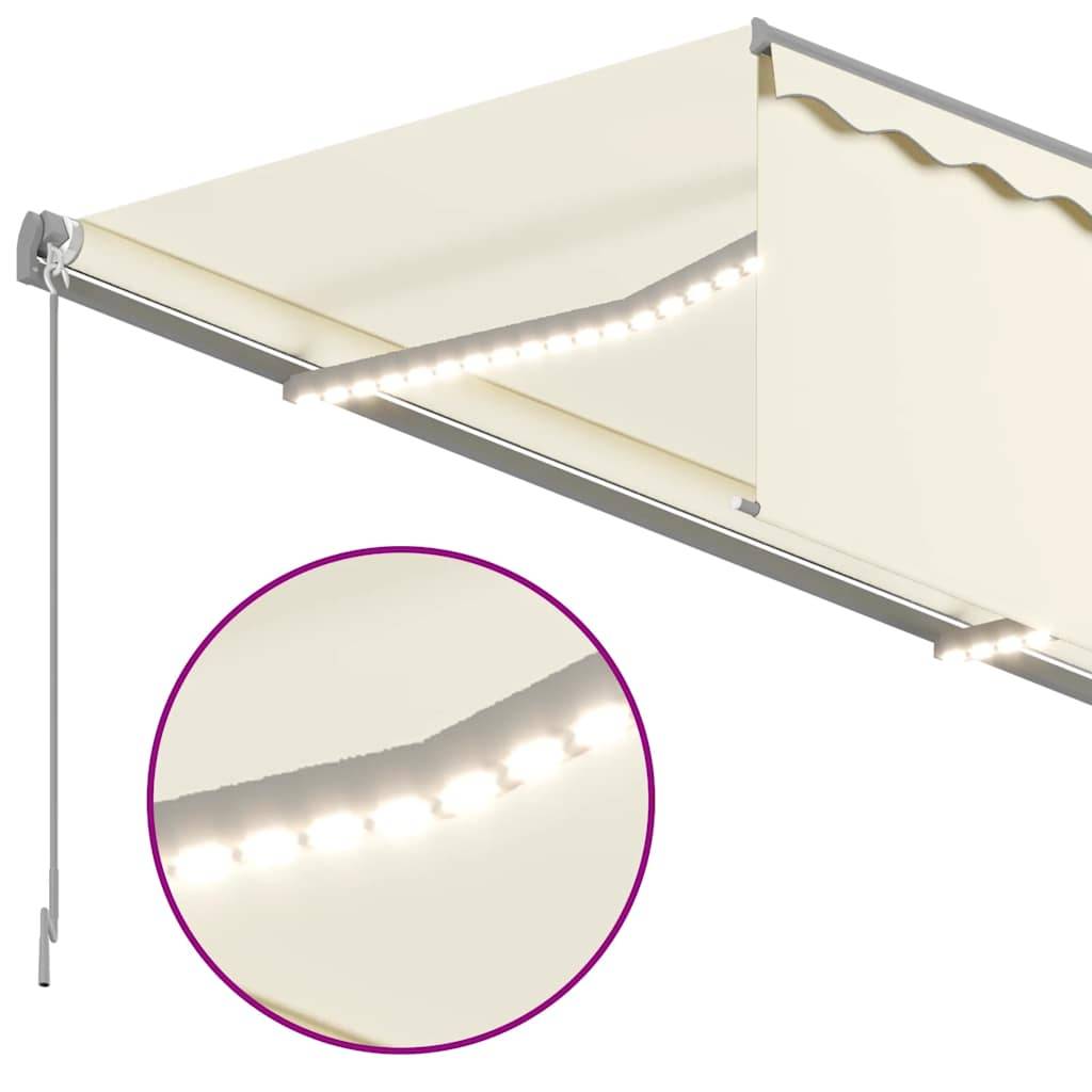 Auvent de Terrasse Manuel avec Éclairage LED et Store Vertical Toile Polyester Crème 3x2,5m – ComfortXL Outdoor Living - Image 5