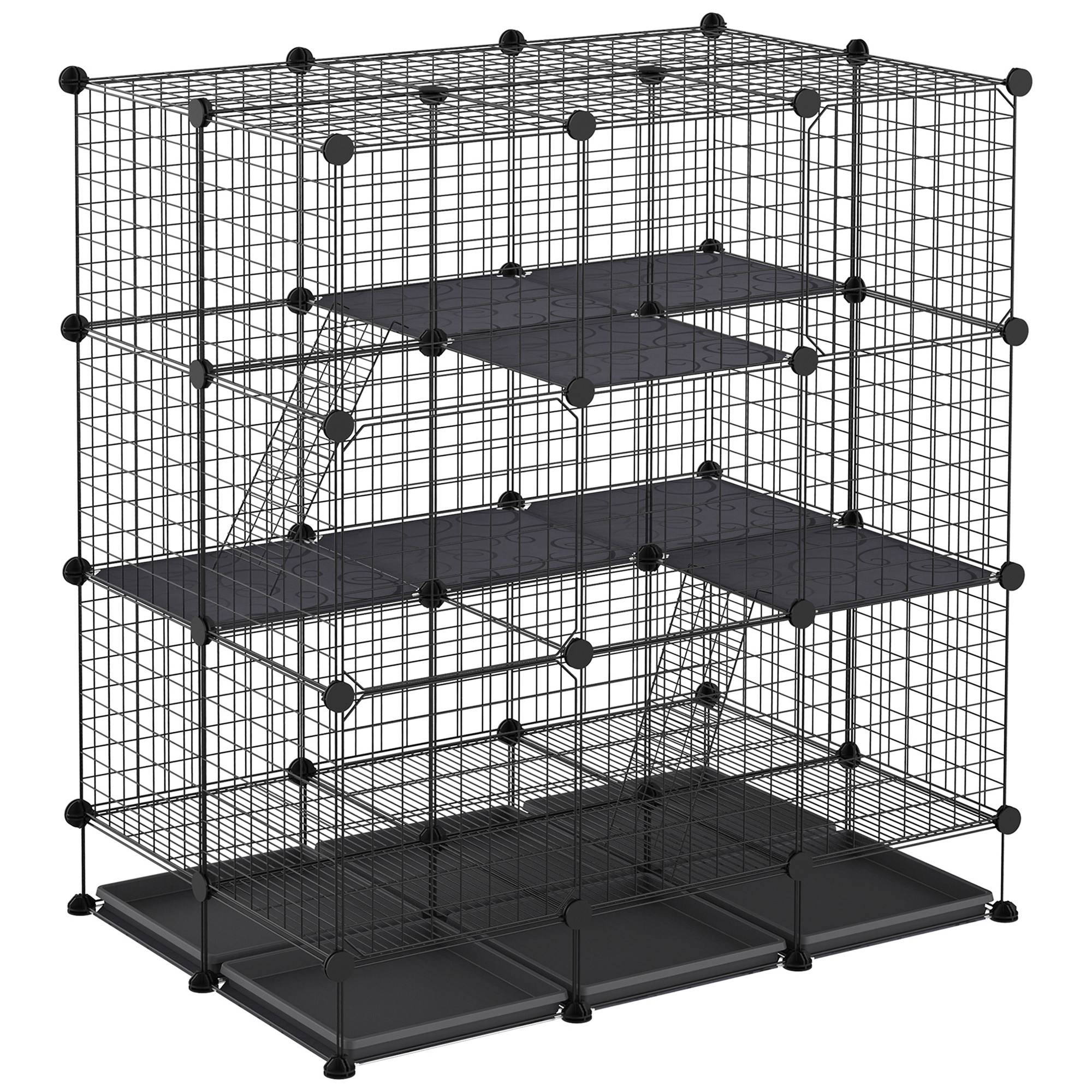 Cage enclos pour rongeurs métal noir 111 x 75 x 119 cm - PANGIVO - Image 1