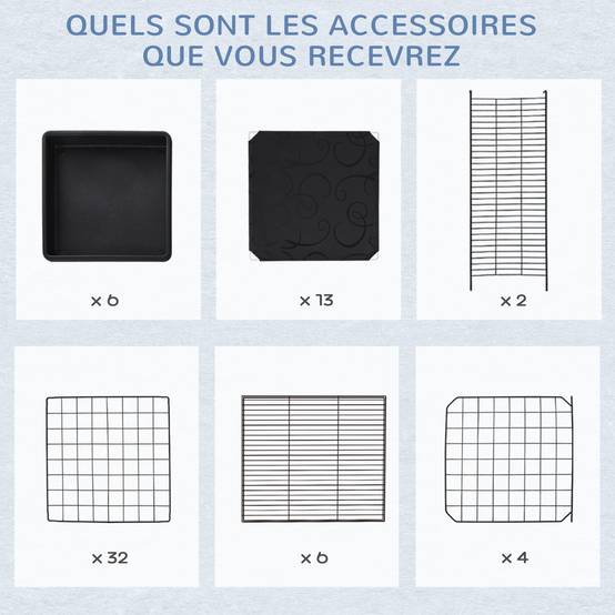 Cage enclos pour rongeurs métal noir 111 x 75 x 119 cm - PANGIVO - Image 9