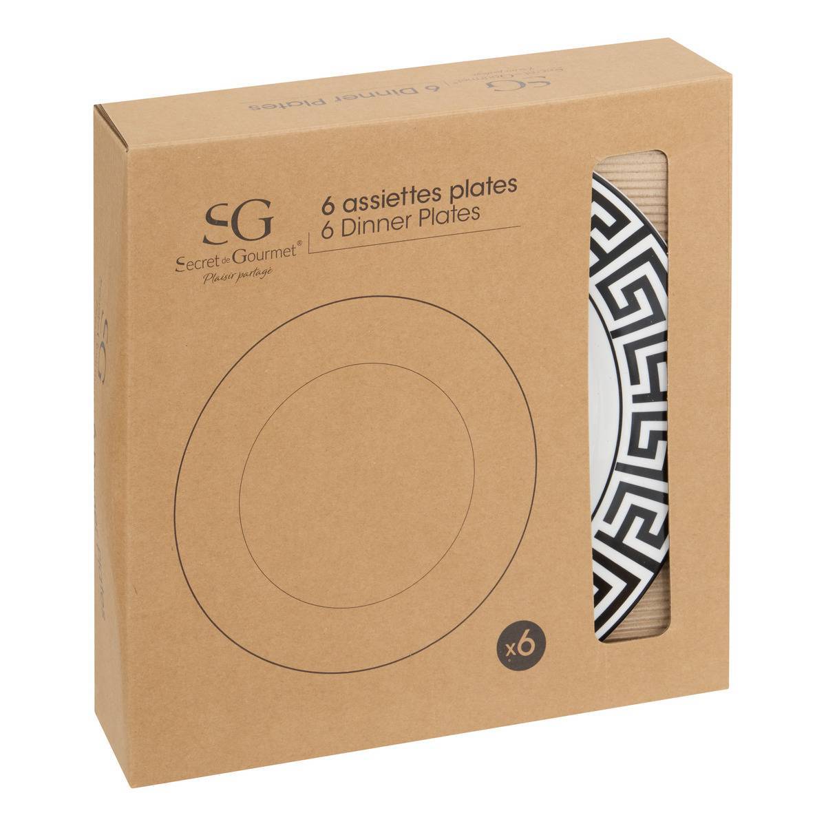 Atmosphera - Lot de 6 assiettes Reso noir - Atmosphera Créateur d'intérieur - Image 3