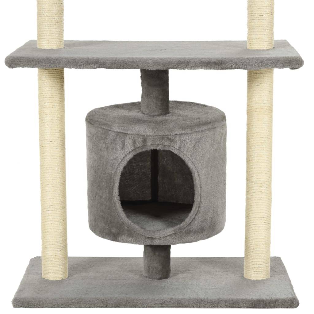 Arbre à chat bois et sisal gris 70 x 45 x 95 cm - PANGIVO - Image 7