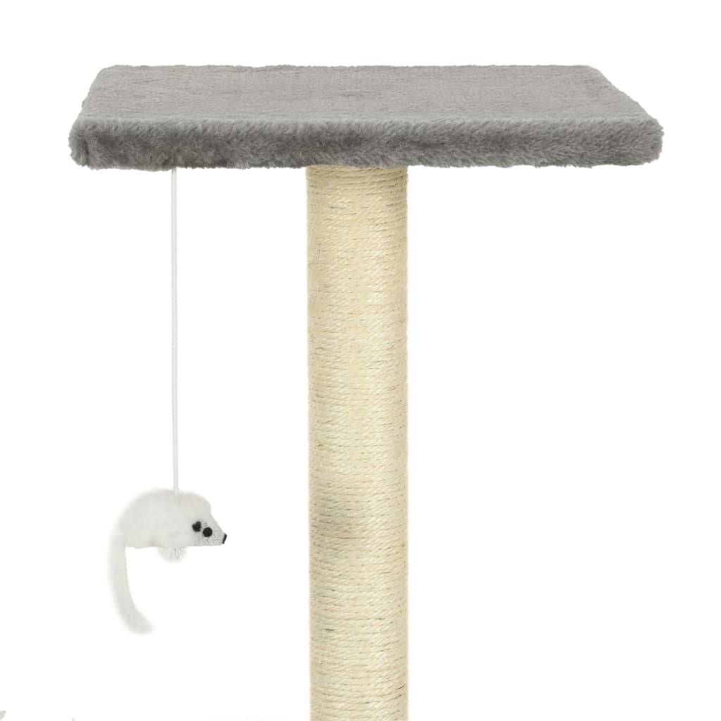 Arbre à chat bois et sisal gris 70 x 45 x 95 cm - PANGIVO - Image 6