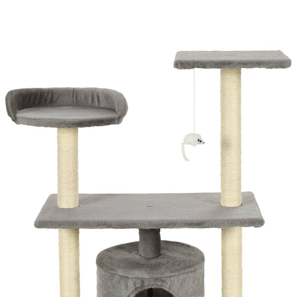 Arbre à chat bois et sisal gris 70 x 45 x 95 cm - PANGIVO - Image 4