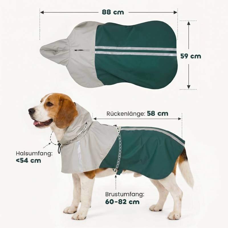 ComfortXL - Manteau imperméable pour chien en similicuir vert 88 x 59 cm réfléchissant réglable - ComfortXL Outdoor Living - Image 3