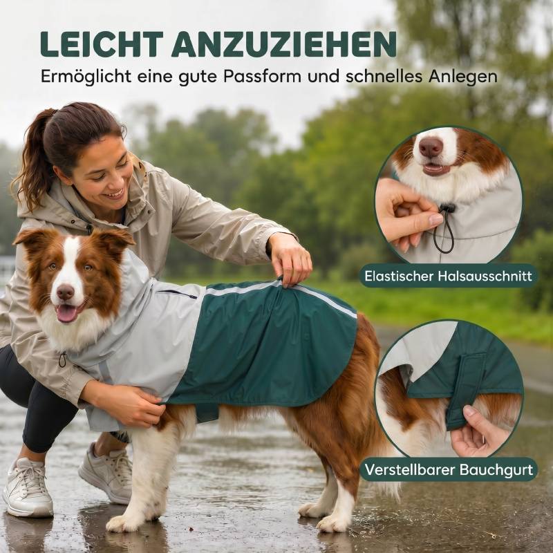 ComfortXL - Manteau imperméable pour chien en similicuir vert 88 x 59 cm réfléchissant réglable - ComfortXL Outdoor Living - Image 6