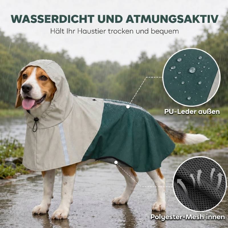 ComfortXL - Manteau imperméable pour chien en similicuir vert 88 x 59 cm réfléchissant réglable - ComfortXL Outdoor Living - Image 4