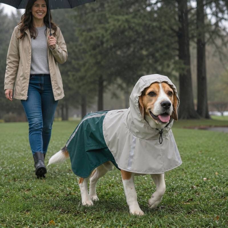 ComfortXL - Manteau imperméable pour chien en similicuir vert 88 x 59 cm réfléchissant réglable - ComfortXL Outdoor Living - Image 2