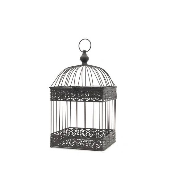 Cage à oiseaux décorative ancienne métal marron 47x24x24cm Chemin de campagne - Image 1