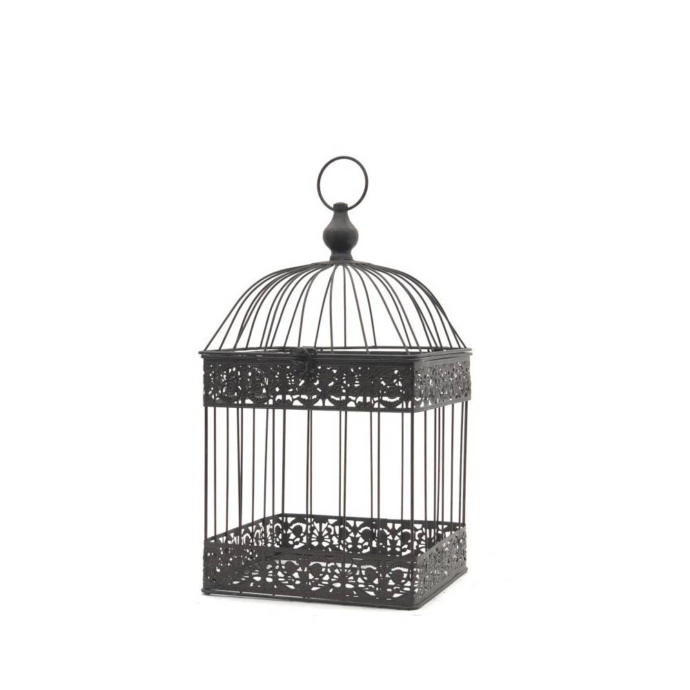 Cage à oiseaux décorative ancienne métal marron 47x24x24cm Chemin de campagne - Image 1