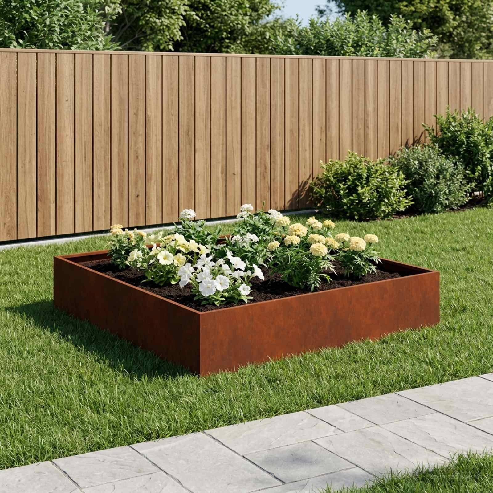 Vidaxl - Cache-pot de jardin Rouillé 80 x 80 x 20 cm Acier patiné vidaXL 8005020 - Image 1