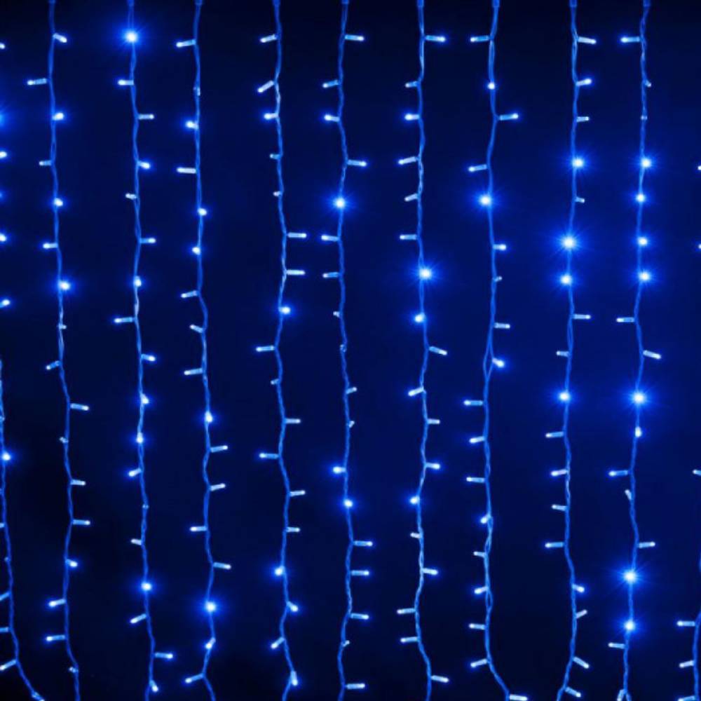 Rideau solaire lumineux à LED animé 5 fonctions 200 x 200 cm Unité Bleu - Image 2