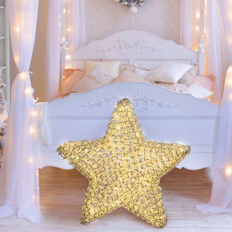 Lotti - Étoile lumineuse 3D Ø80 cm 200 LED blanc chaud fixe Aluminium tressé Argenté 31V Lotti - Image 8