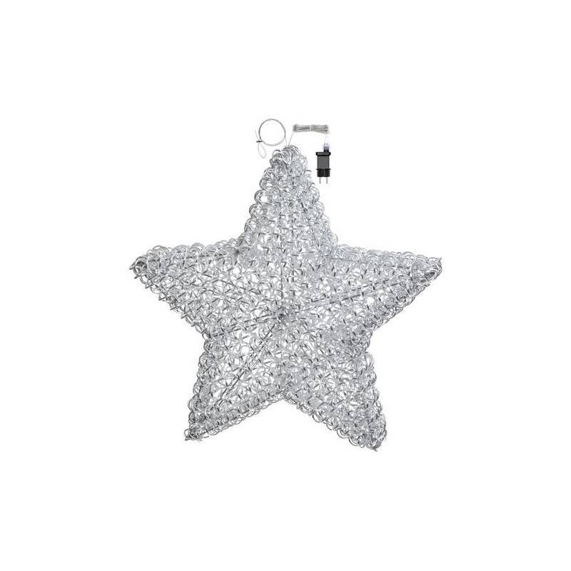 Lotti - Étoile lumineuse 3D Ø80 cm 200 LED blanc chaud fixe Aluminium tressé Argenté 31V Lotti - Image 4