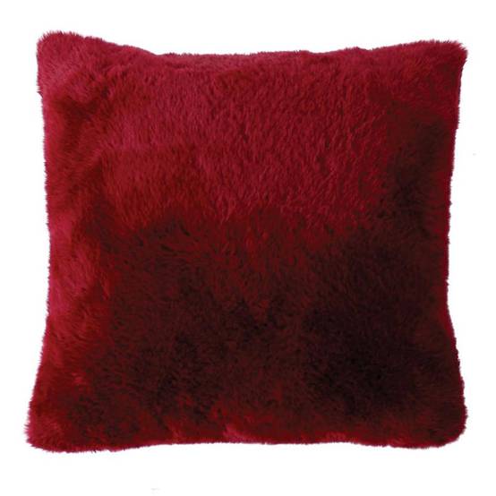 Enjoy Home - Coussin Déco Imitation Fourrure "Rabbit Pop" 40x40cm Grenat