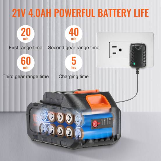 VEVOR Nettoyeur haute pression sans fil 21V 652 PSI, 4 L/min, batterie 4.0Ah, pour terrasse, jardin, voiture. - Image 6