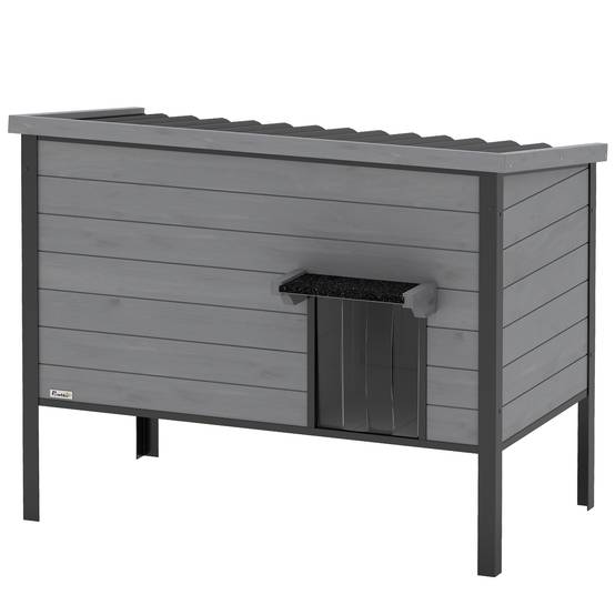Maison pour chat bois de sapin gris clair 85 x 55 x 70 cm - PANGIVO - Image 2