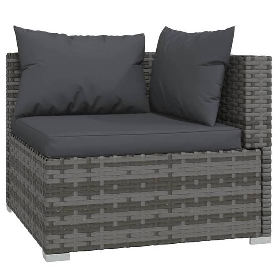 Helloshop26 - Salon de jardin meuble d'extérieur ensemble de mobilier 6 pièces avec coussins résine tressée gris - Image 2