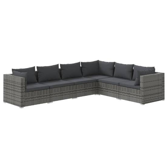 Helloshop26 - Salon de jardin meuble d'extérieur ensemble de mobilier 6 pièces avec coussins résine tressée gris - Image 1