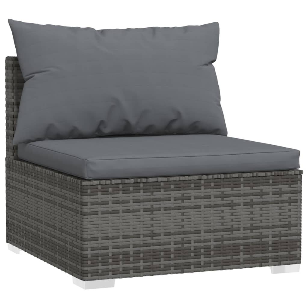 Helloshop26 - Salon de jardin meuble d'extérieur ensemble de mobilier 6 pièces avec coussins résine tressée gris - Image 3