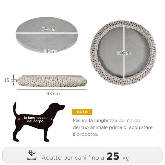 Niche ronde chien et chat, bords surélevés, coussin, lit rembourré aspect velours,Φ93x15cm,grise - Image 5