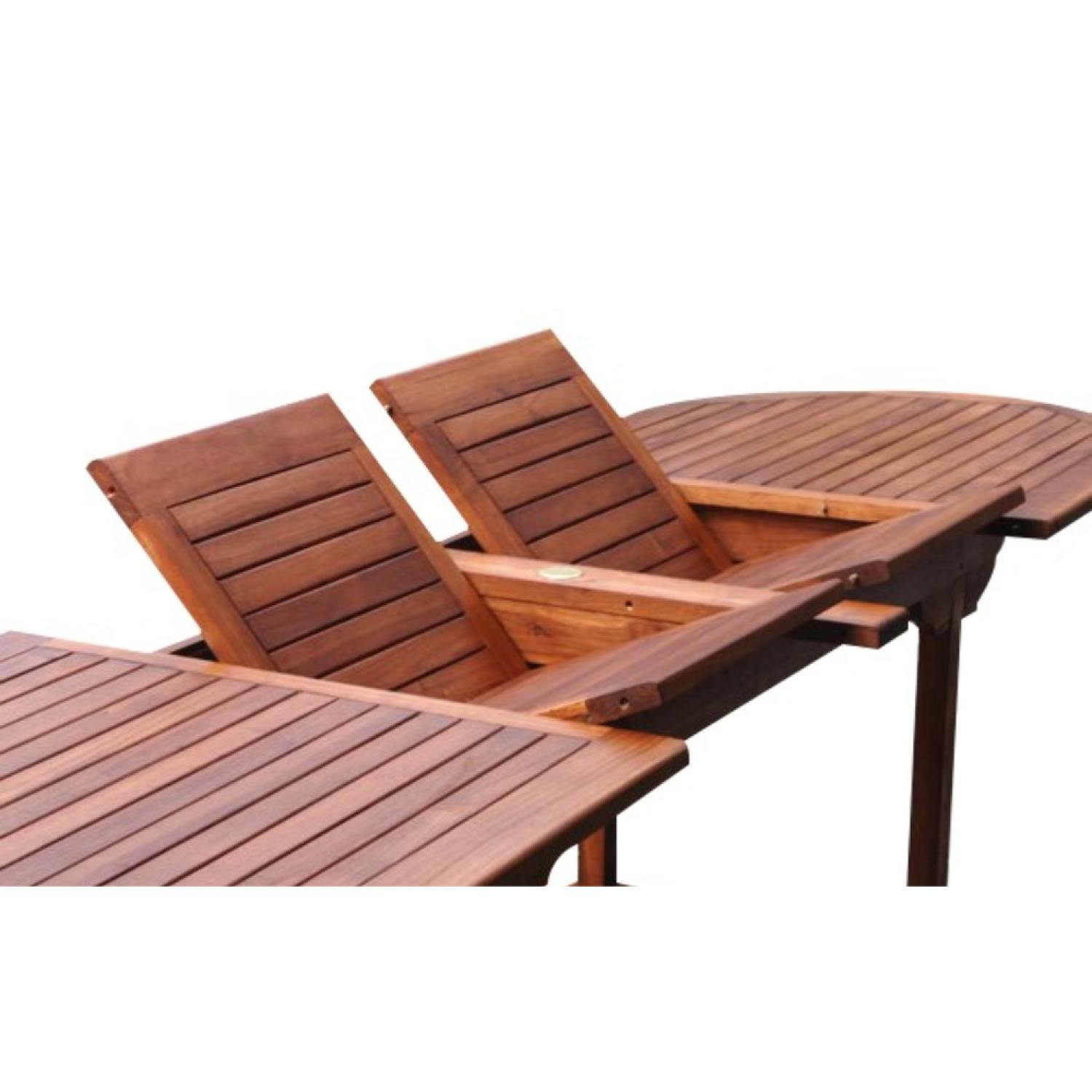 Table de jardin ovale 10 places et 10 chaises en teck huilé LUBOK - Image 4
