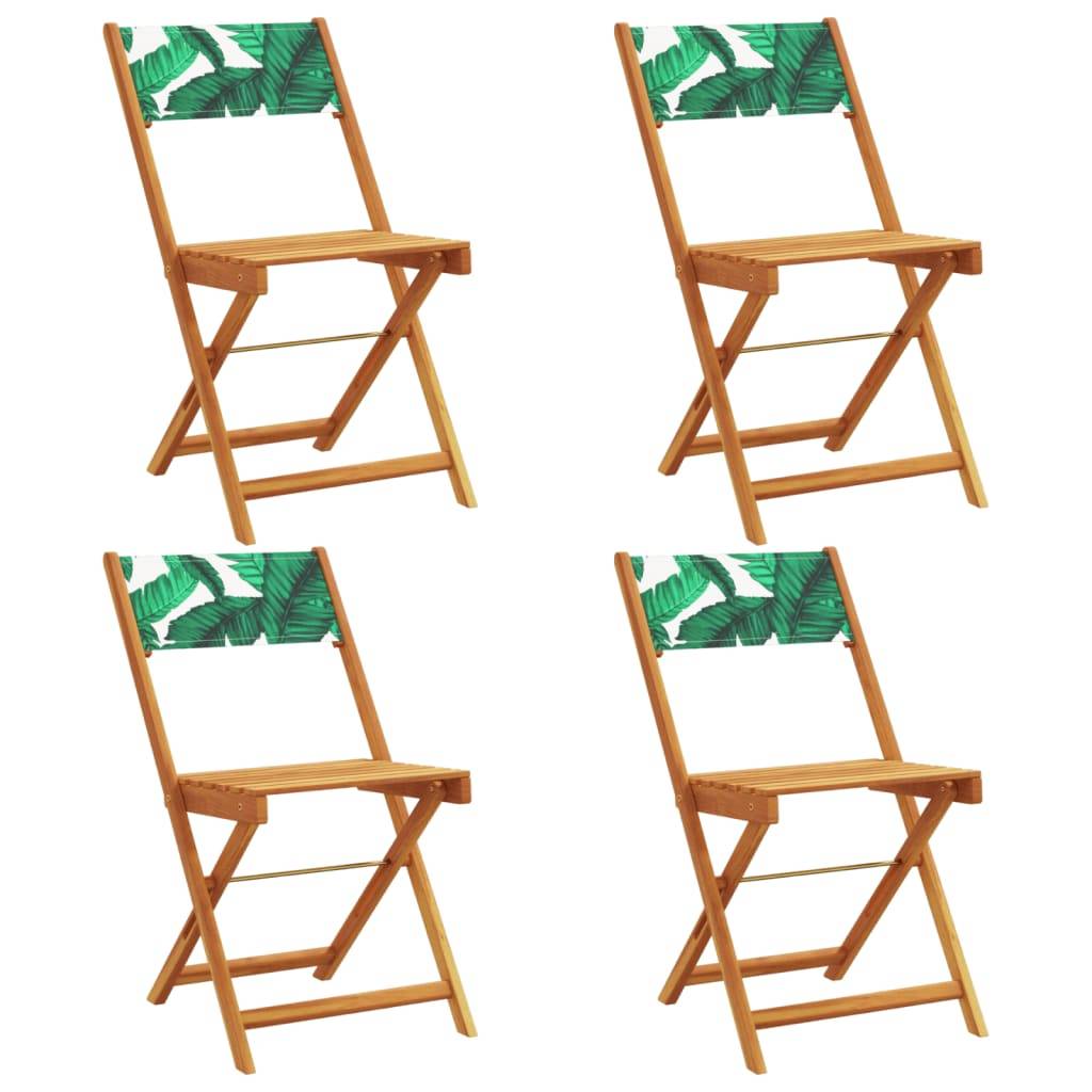 Maison Chic - Lot de 4 Chaise pliante de jardin - Chaises d'extérieur - Chaises de jardin pliables vert tissu et bois massif-JU12477 - Image 1