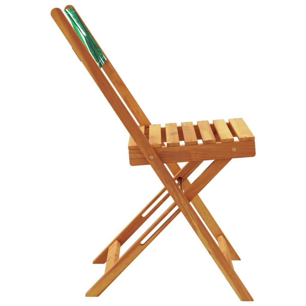 Maison Chic - Lot de 4 Chaise pliante de jardin - Chaises d'extérieur - Chaises de jardin pliables vert tissu et bois massif-JU12477 - Image 5