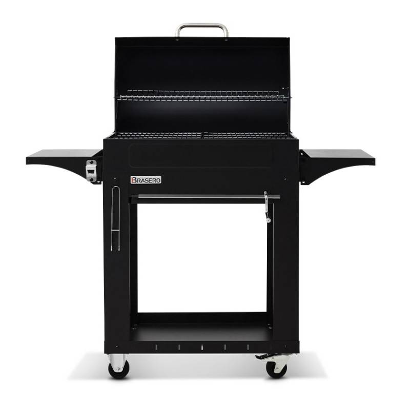 Brasero - Barbecue charbon Malaga - BRASERO - Grille acier chromé 72 x 40,5 cm - Cuve charbon ajustable en hauteur avec manivelle, Noir - Image 3