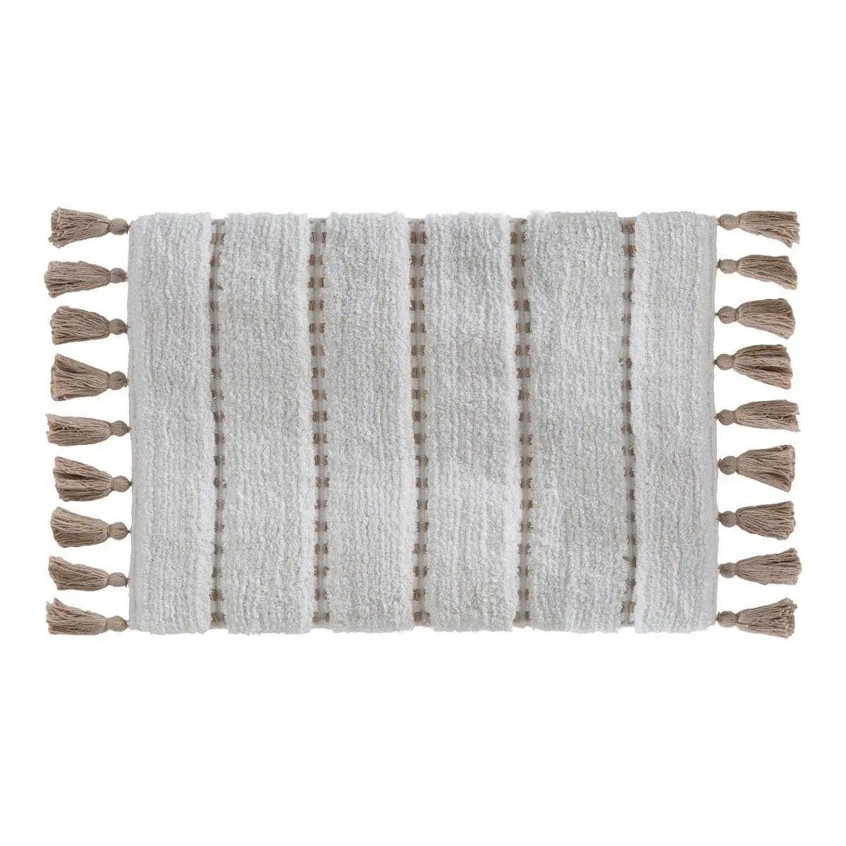 Tapis Salle de Bain "Pompons" 50x75cm Taupe - Image 1