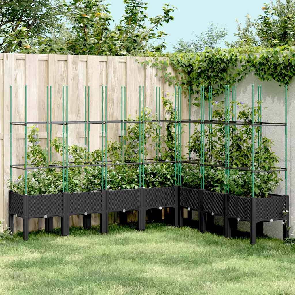 Vidaxl - Jardinière avec treillis noir 200x160x142,5 cm PP vidaXL 367973 - Image 1