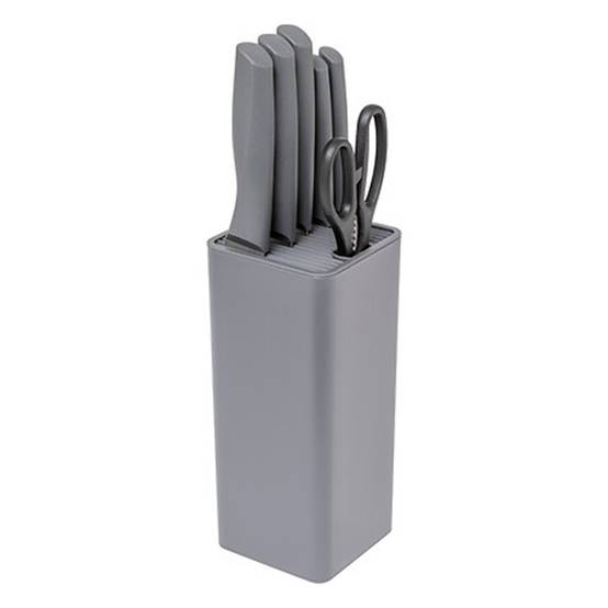Bloc 5 Couteaux Avec Ciseaux "Néo" 36cm Gris - Image 1