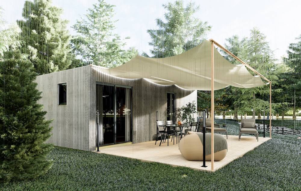 Sans Marque - STUDIO DE JARDIN / 35,8 m2 - 7,75 x 4,62m / Plancher isolé / Bardage Gris / Intérieur OSB / Livraison Gratuite / Studio Français - Image 6