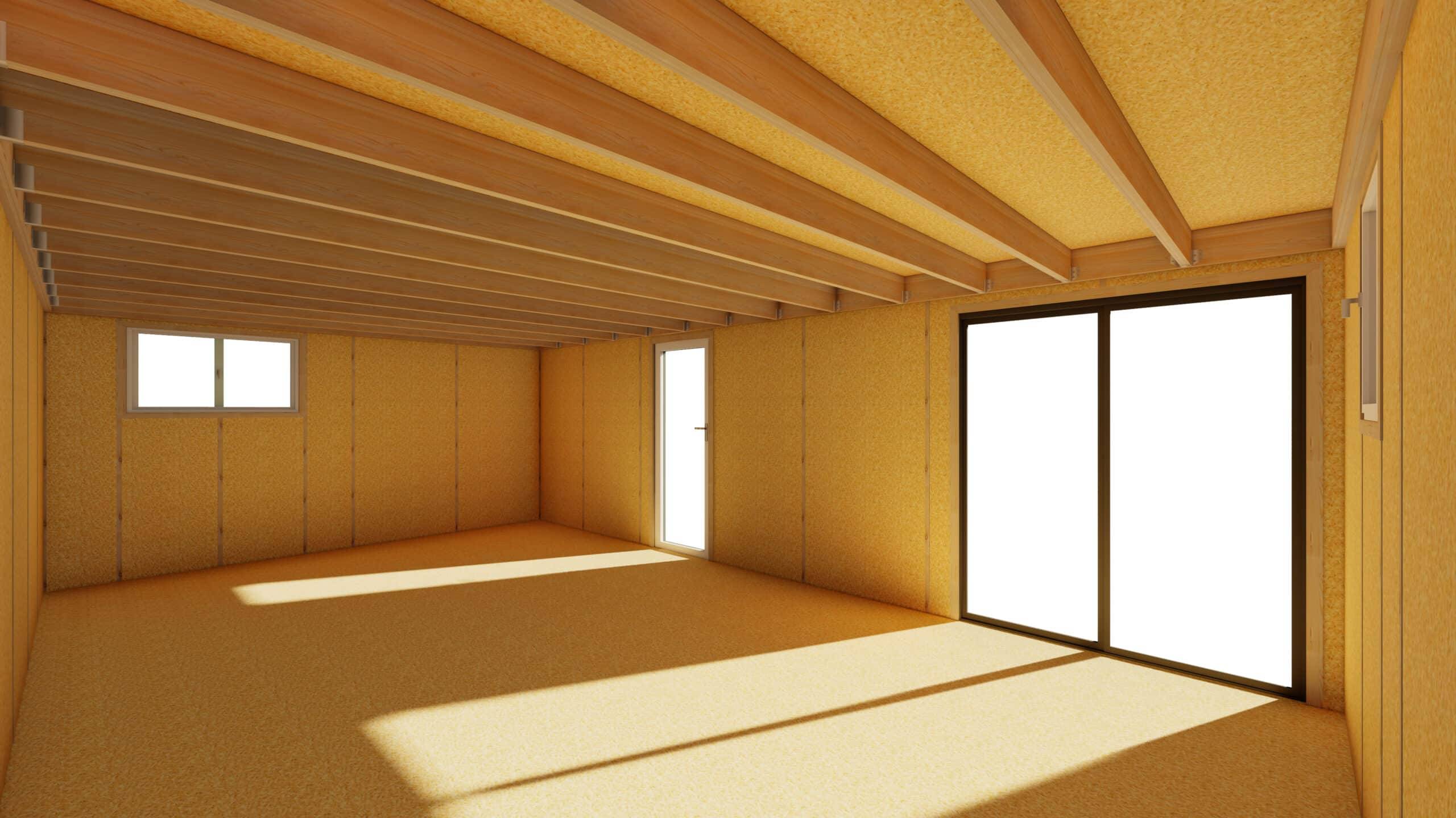 Sans Marque - STUDIO DE JARDIN / 35,8 m2 - 7,75 x 4,62m / Plancher isolé / Bardage Gris / Intérieur OSB / Livraison Gratuite / Studio Français - Image 4