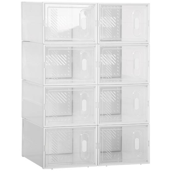 Système d'étagères modulaires à 8 compartiments, étagère enfichable, 25 cm x 35 cm x 19 cm, transparent - Image 1