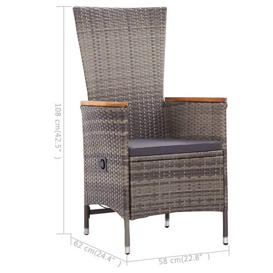 ComfortXL - Salon de Jardin 2 Personnes Inclinable Bois et Résine Tressée Gris – ComfortXL Outdoor Living - Image 3