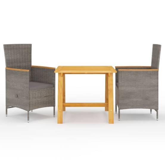 ComfortXL - Salon de Jardin 2 Personnes Inclinable Bois et Résine Tressée Gris – ComfortXL Outdoor Living - Image 1