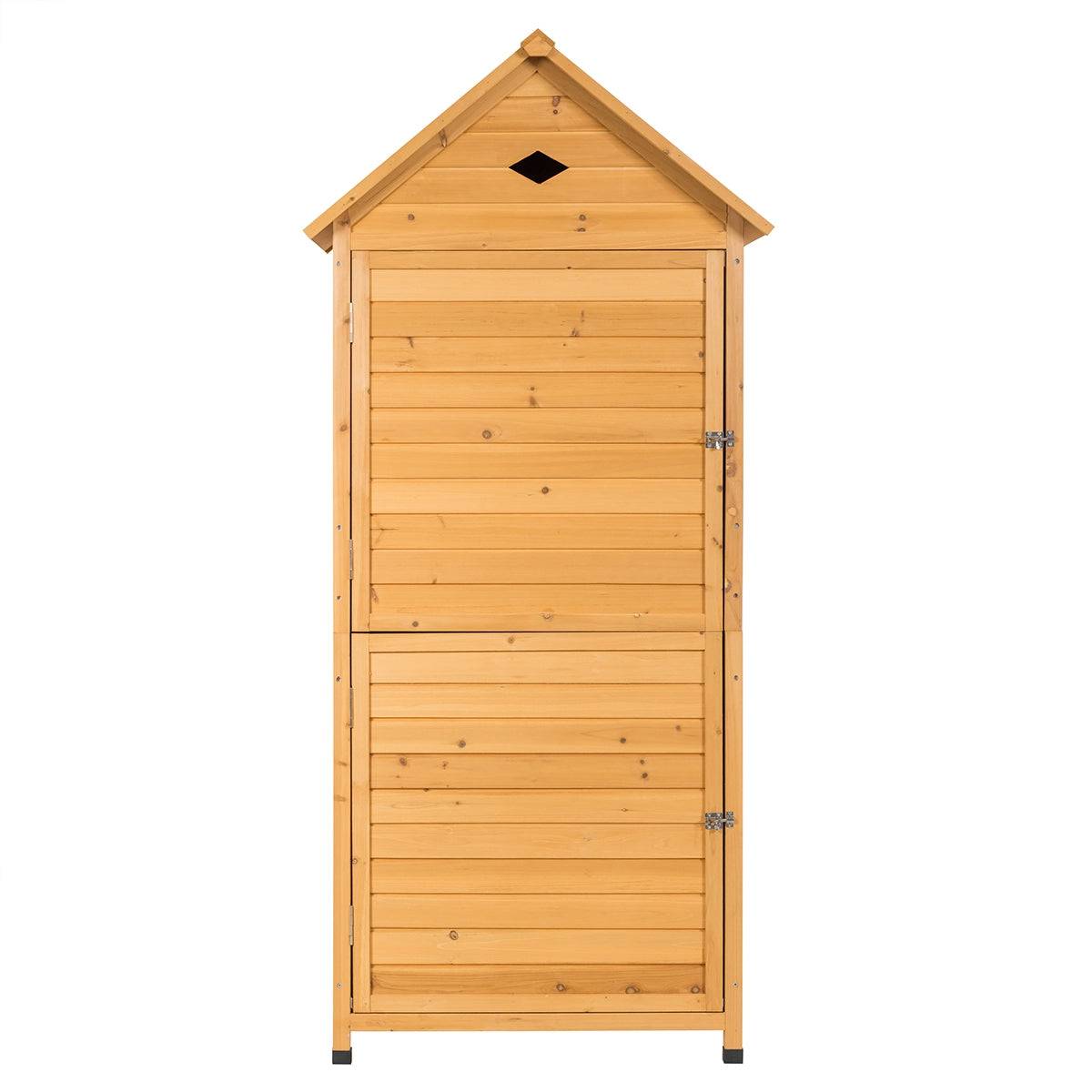 Helloshop26 - Abri de jardin avec 5 étagères 80 x 35 x 177 cm sécuritaire et esthétique en bois de sapin marron - Image 2