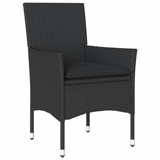Ensemble de 3 pcs table de jardin et chaises avec coussins - mobilier de jardin noir rotin verre-JU2749 - Image 3