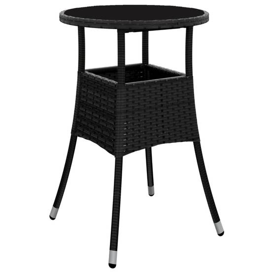 Ensemble de 3 pcs table de jardin et chaises avec coussins - mobilier de jardin noir rotin verre-JU2749 - Image 6