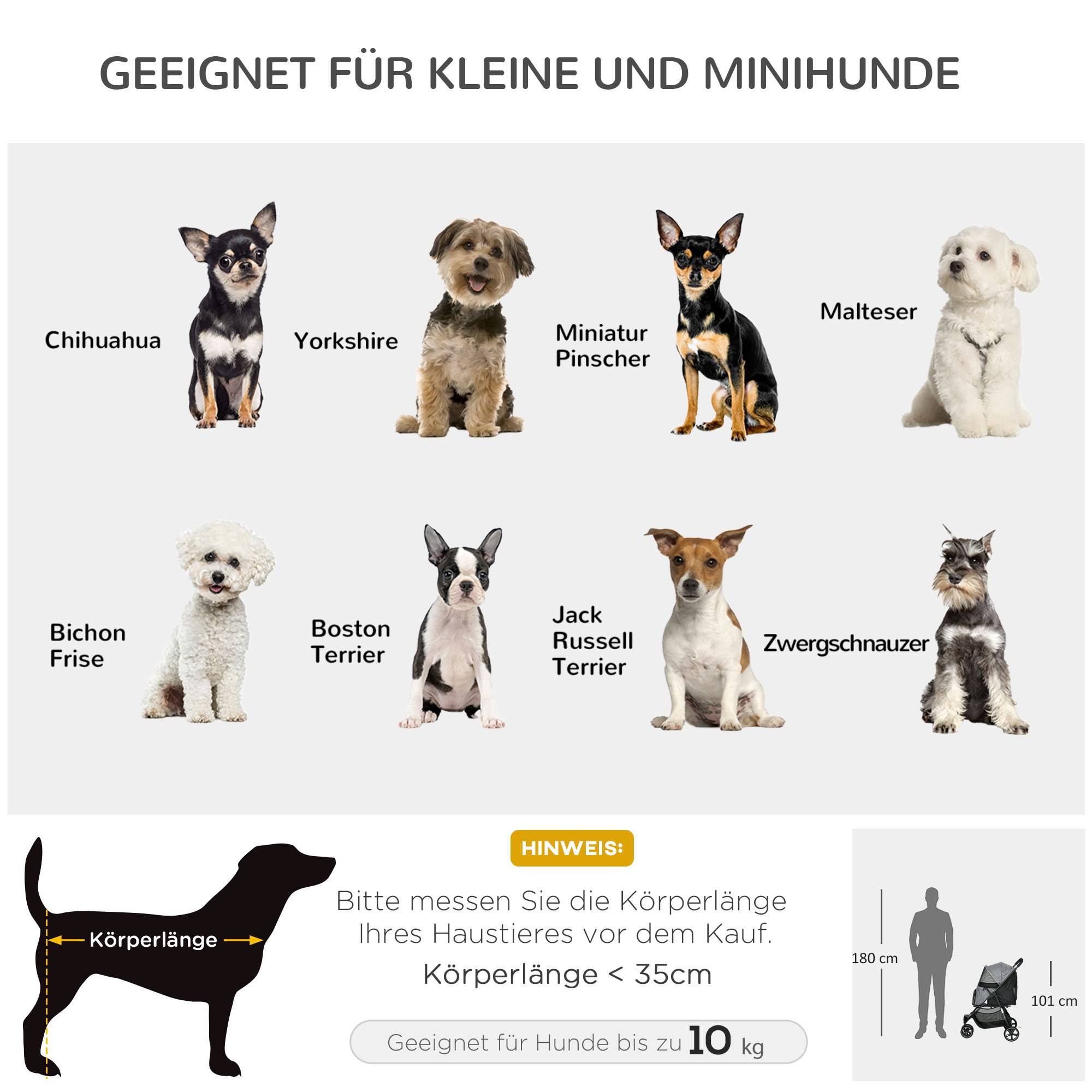 Poussette pour chien pliable, avec housse de pluie et 2 laisses de sécurité, 83 cm x 55 cm x 101 cm, gris et noir - Image 6