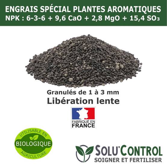SOLU’CONTROL - 250 g - Engrais Spécial Plantes Aromatiques NPK 6-3-6 Favorise un feuillage dense, intensément parfumé et vigoureux - UAB - Image 4